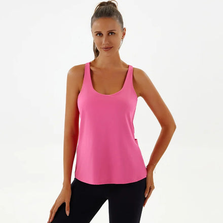 Women Yoga Sleeveless Spaghetti Tank Tops U-neck Vest Casual Solid Color for Women