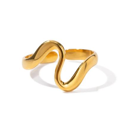 SC Hot Selling Minimalist Gold Plated Ring Linear Adjustable Ring Casual Stainless Steel Rings for Women Girls