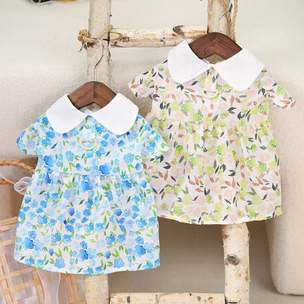 Pet Dog Clothes Pet Apparel Spring Summer Bichon Teddy Pet Princess Dress 24 Floral Print Fabric Skirt