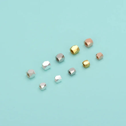 Hot Sale 3mm Small 925 Sterling Silver Polished Polygon Charm Beads for Jewelry Making Accessories Supplies