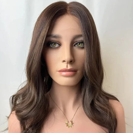 Body Wave Highlight Brown Full Lace Wig Silk Base Top QualityTransparent French Lace Wigs for Jewish Wig