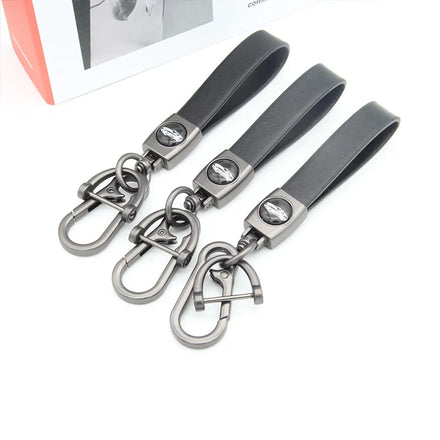 2024 Luxury Custom Logo Leather Car Key Chain Metal Key Ring Accessories for Car Brand