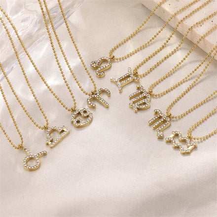 Fashion Jewelry Twelve Constellations Pendant Stainless Steel Necklace for Women Gold 18K
