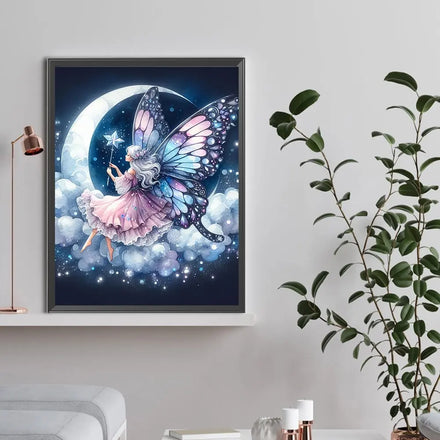 1PC DIY 30x40cm Moon Fairy Diamond Painting Full Round Acrylic Drill Creative Home Decor Diamond Painting Kit for Gift