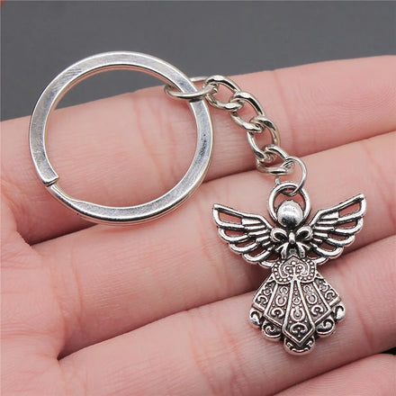 Wholesale Guardian Angel Charm Keychain Key Ring for Wedding Baptism Party Favors Arts Crafts DIY 3D Metal Key Chains Accessory