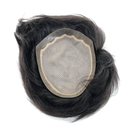 AU Durable Natural Hairline Male Wigs Human Hair Replacement System Silk Base Top Breathable Men's Capillary Prosthesis