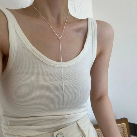 S925 Sterling Silver Adjustable Tassel Chain Necklace Heart Pendant Fine Jewelry Necklace Multi-wear Bead Necklaces for Women