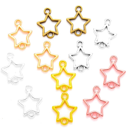 6 Color Double Hole Star Charms Metal for Earring Necklace Pendants DIY Handmade Jewelry Accessories Making 15*12mm L343