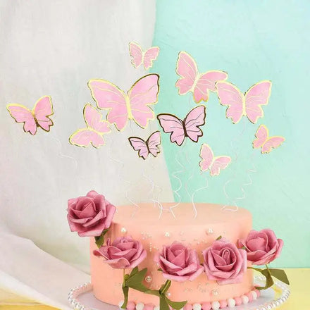 10PCS Cake Decor Birthday Anniversary Kids Wedding Girl Women Party Food Decorations Mixed Size 3D Butterfly Cupcake Topper
