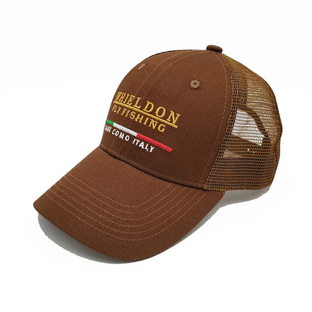 6 Panel Embroidered Mesh Fabric Cotton Mesh Back Trucker Hat Brown Cap Performance Beach Cycling Y2K Style