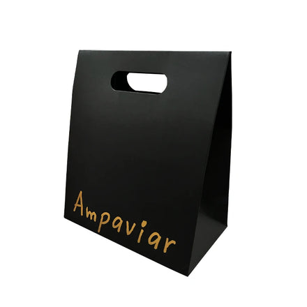 Hot Sale Good Price Luxury Matte Black Kraft Paper Gold Stamping Embossing Gift Shopping Packing Bag
