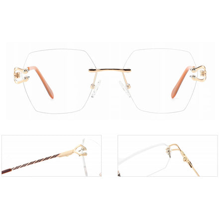 Rimless Rectangle Hot Sales Classical Metal Optical Frames Optical Glasses Frames