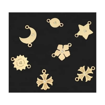 GP US CZ Zircon plum Flower Moon Sun Star Connector Pendants Charms 14k Gold Filled 2 Holes Permanent Jewelry Chains Wholesale