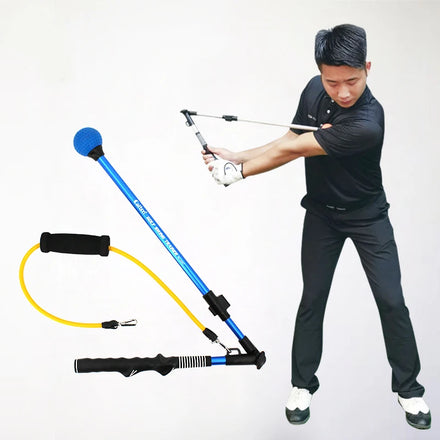 Folding Golf Swing Trainer Stick Posture Corrector Practice Swing Training Aids Upgrade with Rubber Rope Strength Exercises