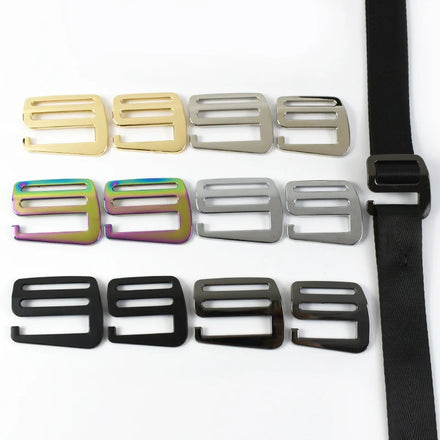 For Meetee BF741 Zinc Alloy Three Slide Hook Adjust G Shape Tri-Glide Buckle 19/25/32/38mm Bag Belt Loop Parts & Ring Buckles