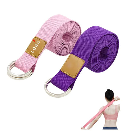 Factory Custom Fitness Adjustable Belt Body Building Rope D Rings Exercise Non-elastic Yoga Strap Polyester/Cotton Durable