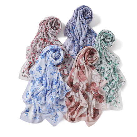 Ethnic Scarves Hijab Muslim Women Turkey Big Size Premium Chiffon Floral Digital Printed Scarf Shawl Headscarf