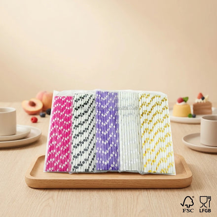 20cm Environmental Friendly Disposable Colorful Soy Ink Printed Easy Separated Degradable Food Grade Paper Straw