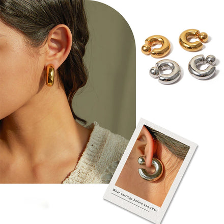 BJG0403E Classic Letter Shape 18K Gold Plated Stainless Steel Stud Earrings Fashion Jewelry