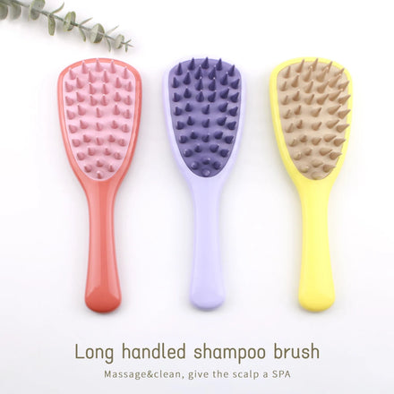 Private Label Wheat Straw Soft Silicone Waterproof Paddle Compact Massage Shampoo Brush Eco Friendly Hair Shower Head Scalp