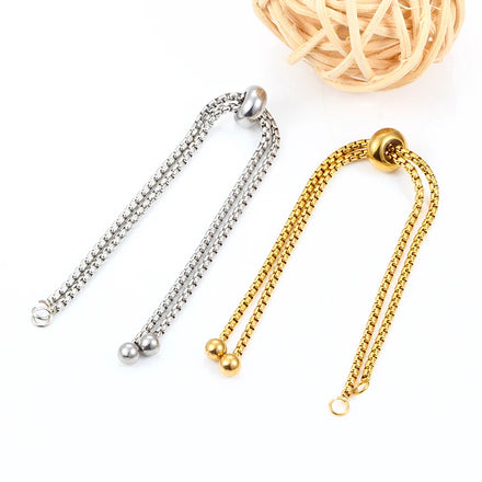 Stainless Steel Chain Bracelets Necklace Adjustable Jewelry Making Beads With Stopper Slide for DIY Jewelries