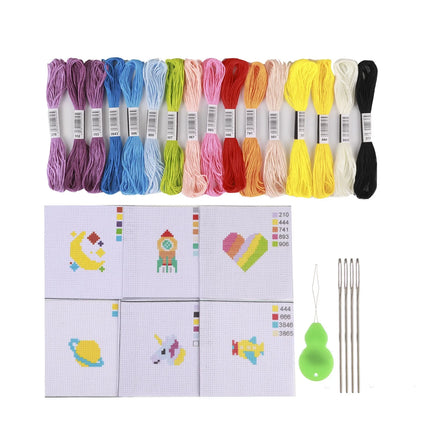 11CT /14CT Aida Mini Stamped Pattern Flower Plant Cross Stitch Kit Embroidery Needle Crafts with Frame Hoop