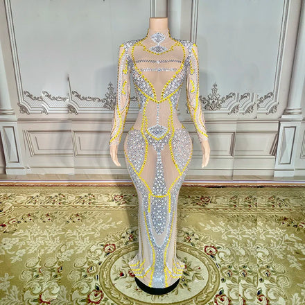 Birthday Dress Women's Plus Size Bulk Wholesale Clothing Club Bodysuit Mujer Crystal Dress Women Rhinestone