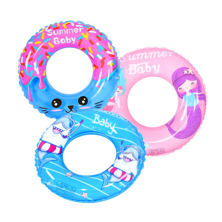 Wholesale Eco-friendly Mermaid Shark Donut Inflatable Pool Floatie Kids PVC Pool Floater Toy Stock Tube Swimming Rings Custom