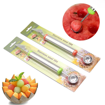 Hot Selling Fruit & Vegetable Tools Stainless Steel Dual-Purpose Watermelon Spoon Scoop Fruit Corer Melon Baller