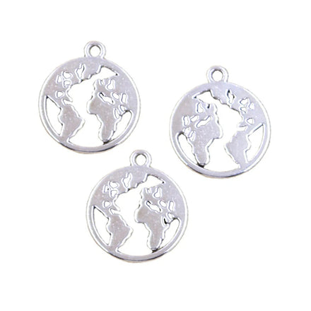 Earth World Map Charms 21x18mm Antique Silver Charms for Jewelry Making Vendor Crafting DIY Necklace Bracelet