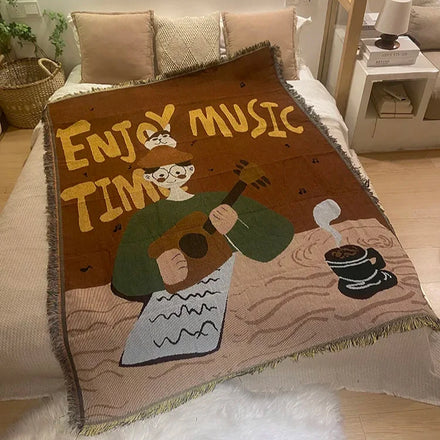 Custom Blanket Sofa Bed Vintage Classic Jacquard Woven Blanket Wholesale Substainable Throws