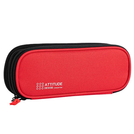 Deli BC214 Red Three-layer Large Capacity Oxford Fabric Pencil Pouch Multi-purpose Portable Pencil case 192pcs Per Carton Set