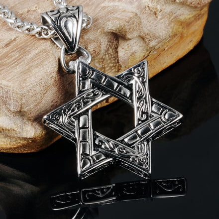 Hip Hop Accessories Hollow Double-sided Hexagram Pendant Necklace PVD Plated Stainless Steel Jewelry Star of David Necklace