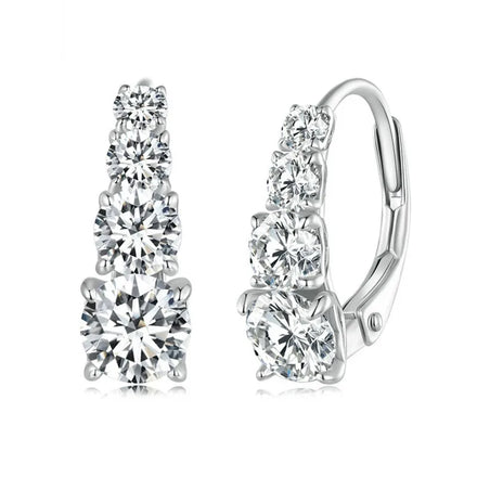 Real D Color Luxury Brand Jewelry 925 Sterling Silver White Moissanite Diamond Stones Stud Earrings for Girls