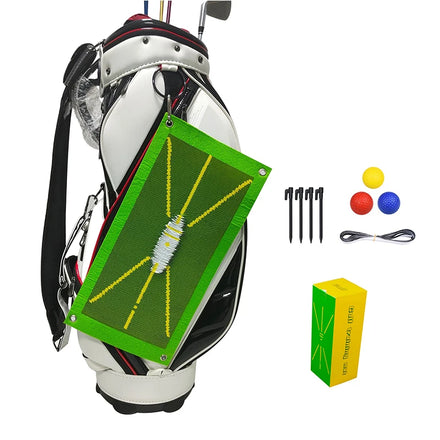 Efunist Portable Golf Swing Mat Hitting Batting Direction Mark Trace Indoor/Outdoor Garden Training Mat w 3 Pcs Pu Ball Golfer