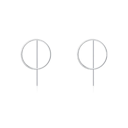 Minimalist S925 Sterling Silver Rhodium Plated Earrings for Women Exaggerated Irregular Smooth Geometric Circles Chic Party Wear