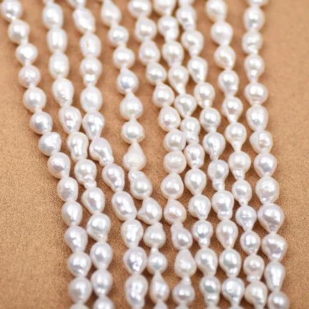 Wholesale 2A 5-10mm Baroque Freshwater Akoya Rice Pearl Chain Chinese White Colors Good Quality Jewelry Making Natural Loose