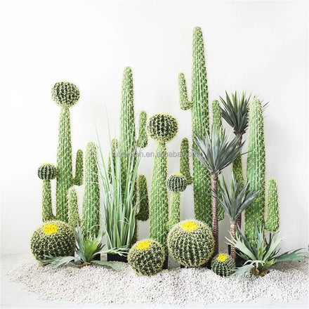 E119- Wholesale INS Artificial Green Cactus Plant Decor Landscaping Fake Cactus Plant Bonsai for Indoor Restaurant Coffee Decor