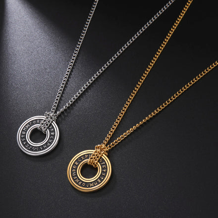 Nordic Rune Pendant Necklaces for Men Vintage Amulet Stainless Steel Jewelry Necklace
