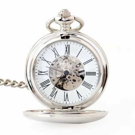 Classic Design Smooth Surface Double Cover Mechanical Plain Pocket Watch for Women Men