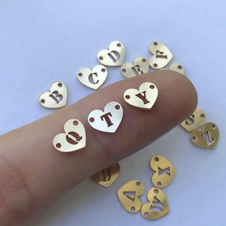 GP US Initial Alphabet Heart Letter Hollow Carve Connector 14K Gold Filled S925 Silver Permanent Jewelry Chains Making Wholesale