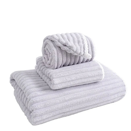 Shower Cap Towel Three-piece Set Thickened Water-absorbent Soft Bathing Household New Coral Velvet Towel Bath Towel