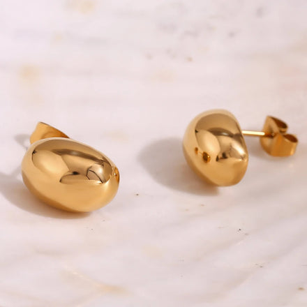 Guarantee Dreamshow Minimalist Hollow Beaded Stud Earrings Gold Plated Stainless Steel Jewelry Gifts for Women