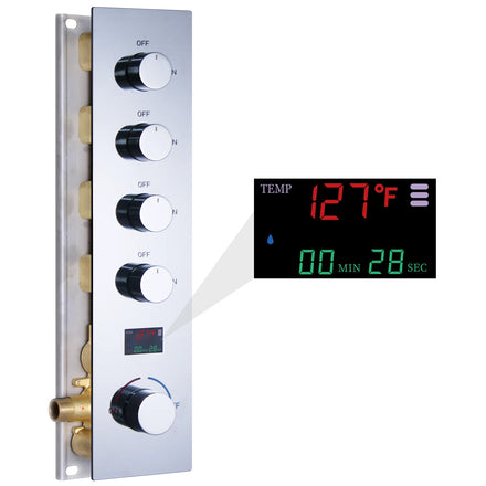 HONGDEC Hydroelectric Power Digital Display 4 Ways Shower Mixer Concealed Control Valve Shower Mixing Valves