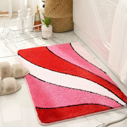 Elegant Microfiber Door Mats Wavy Striped Pattern Hot Selling Plush Pile Height Machine Made Rugs for Living Room Bedroom Decor
