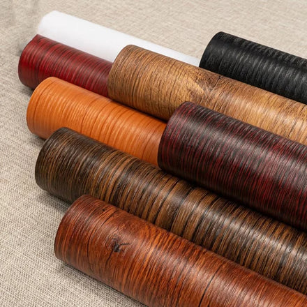 Irini Modern Waterproof PVC Wooden Textured Decorative Foil Vinyl Wallpaper for Furniture and MDF with Matte Finish