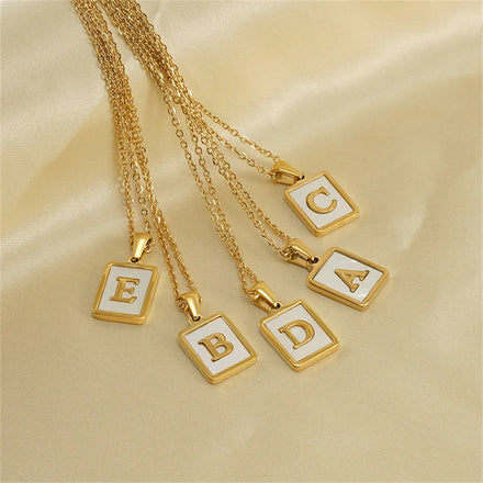 Simple Stainless Steel Three-dimensional Shell Letter Necklace with 26 Letter Pendant Necklace Accessories