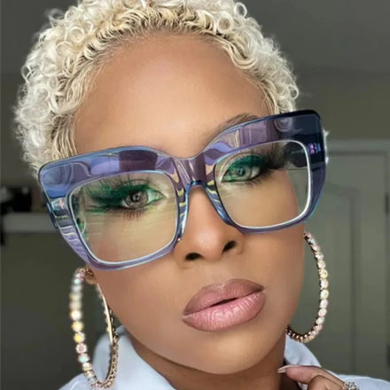 Fast Delivery 13089 Blue Light Blocking Glasses Oversized Square Vintage Frame Clear Eyeglasses Frames Women Computer Eyewear