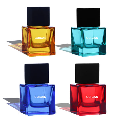 Empty 50ml square Spray Perfume Bottles Small Black Glass Perfumes Spray Bottles with Black Cap