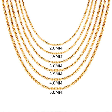 2026 Ready to Ship Stainless Steel Silver Round Box Necklace Chain